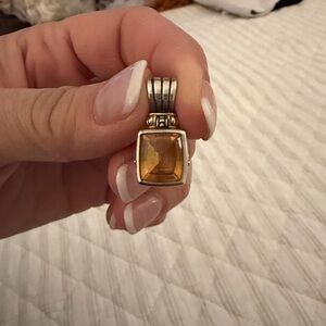 Lagos caviar 18k gold and sterling silver pendant w/ 16.8 karat Madeira Citrine